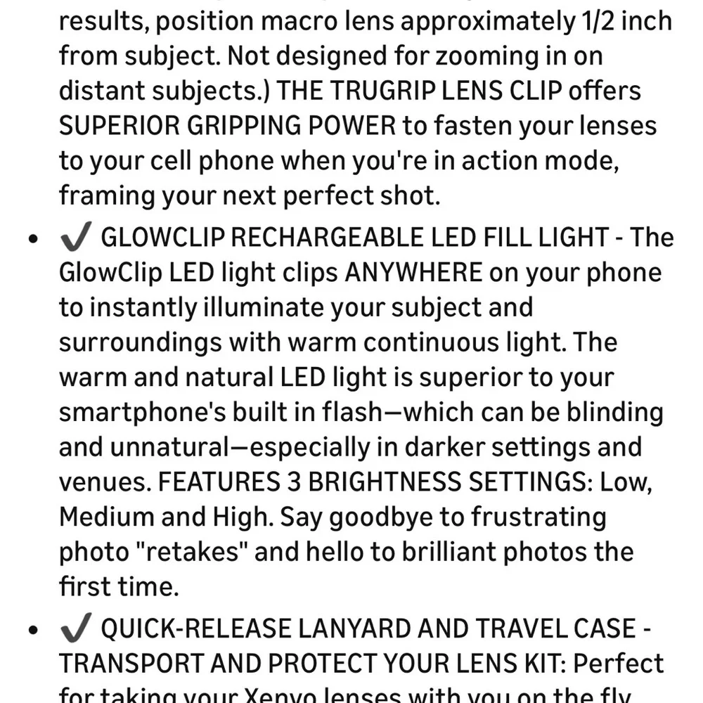 XENVO Clarus 15x Macro Lens - Black- compatible with all Smartphones